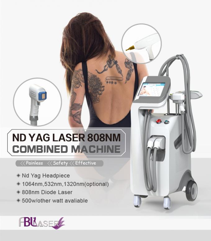 New Design Yag Tattoo Removal Hair Removal 808nm Diode Laser 2  in 1 Beauty Device