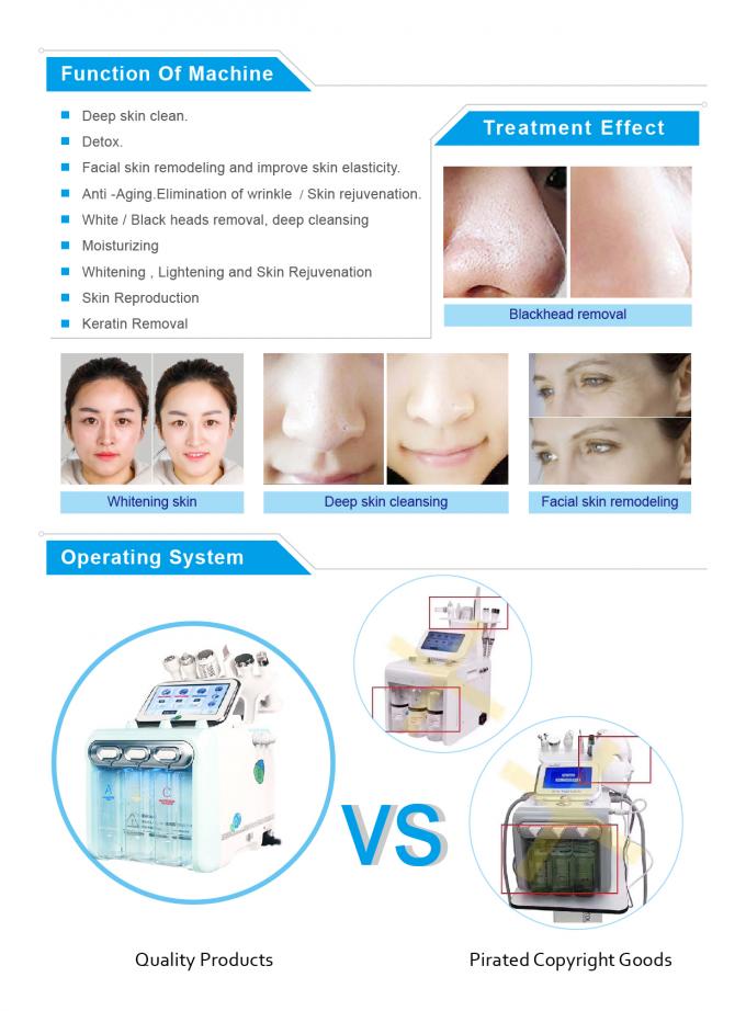 Professional 6 in 1 H2-O2 Facial Peeling and Water Hydra Dermabrasion Peel Skin Rejuvenation Machine