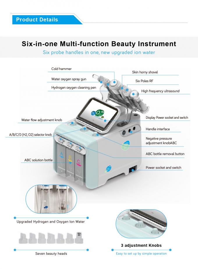 2019 newest H2 O2 6 in 1 deep clean oxygen bubble wrinkle removal facial peeling dermabrasion machine