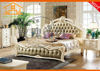 Hot selling antique Wood carving white bed Solid Beech custom made bed Made in china stock bed bedroom furniture sets