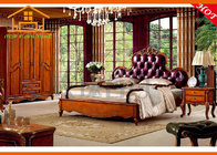 High quality antique Made in china wood bed Antique wooden leather double bed design bedroom furniture set