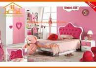 2016 new modern mdf Girls pink kids loft twin beds bedroom furniture sets