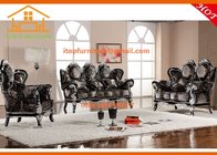 European style wooden furniture model made in china leather sofa