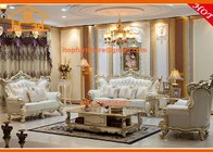 Dubai latest antique wooden top grain leather corner sofa furniture design