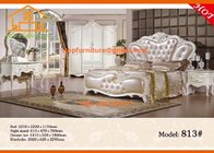 Classic italian luxury antique wooden leather bedroom furniture sets