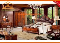 Fancy antique luxury hand made wood carving bedroom furniture sets