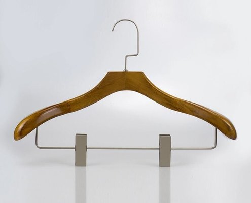 China Luxury Wooden Coat Hanger With Clips supplier