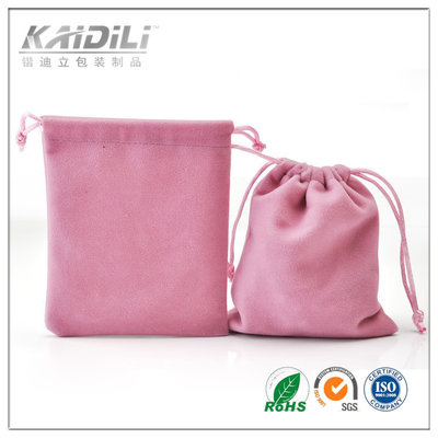 China Lovely Pink Drawstring Jewelry Pouch Recyclable Material For Gift Storaging supplier
