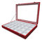 24 Compartment Pendant Display Tray , Velvet Jewelry Tray Red / White Faux Suede supplier