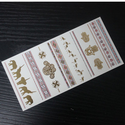 China wholesale gold tattoo sticker jewelry chain ring sticker supplier
