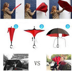 Drop Shipping Windproof Reverse Folding Double Layer Inverted Chuva Umbrella Self Stand Rain Protection C-Hook Hands For