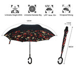 Drop Shipping Windproof Reverse Folding Double Layer Inverted Chuva Umbrella Self Stand Rain Protection C-Hook Hands For
