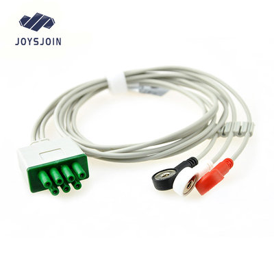 China compatible M&amp;B MB800  holter 3-lead snap wires  ,AHA TPU material patient cable for ecg machine supplier