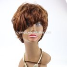 Unprocessed top grade short hair cut medium brown color human hair short machine made wig