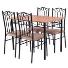 5 PC Dining Set Metal Table and 4 Chairs Kitchen Breakfast Furniture