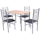 5PCS Wood And Metal Dining Set Table and 4 Chairs Home Kitchen Modern Furniture