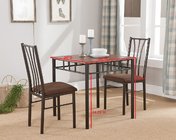 3 Piece Metal & Wood 30" Square Kitchen Dinette Dining Table & 2 Side Chairs Set