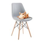KLD Dining Chairs Soft Padded Seat Modern Plastic Chairs with Wood Legs