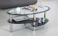 KLD 38 Inch Oval Two Tier All Clear Glass oval coffee table
