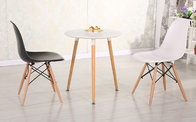 KLD Modern Round Table White Coffee Table for Kitchen Dining Room Leisure Table with Wood Legs