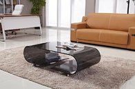 black and clear bent glass wheels coffee table glass
