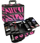 Large Pink Zebra Aluminum Pro Makeup Case
