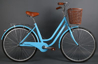 Hi-ten steel 26 inch OL elegant retro city bike for lady  with Shimano 7 speed with basket