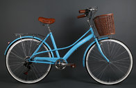 EN standard steel  26 inch OL retro city bike for lady  with Shimano 7 speed with basket and carrier