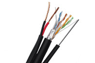 China Siamese FTP Outdoor CAT5E Cable 24 AWG Bare Copper with Messenger Black manufacturer