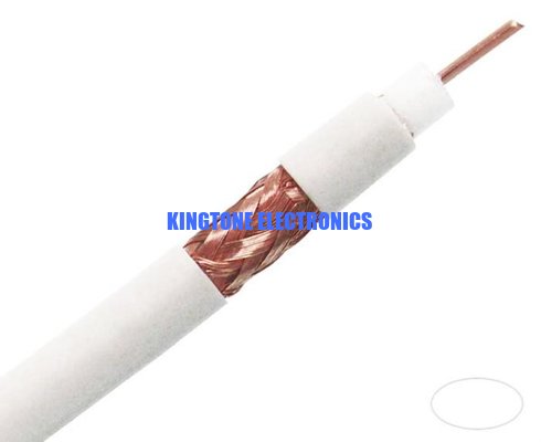 China 18 AWG BC 95% BC Braid RG6U PVC WHITE 75 Ohm Coaxial Cable , CMR Siamese Cable company