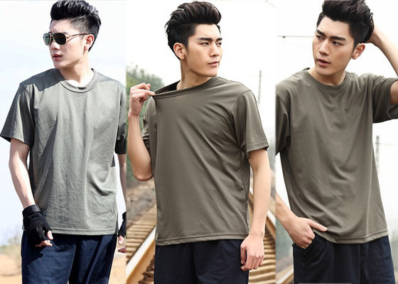 China Cool Short Sleeve Army Green T Shirt Cotton Uniforms For Men supplier