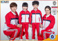 Red and white color jacket design custom school uniform for sport meeting supplier