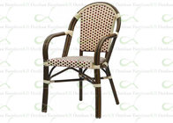 Outdoor Dining Chairs Curved-Back Synthetic Resin Wicker Bamboo Chairs Black