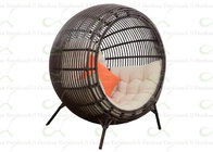 Outdoor Rattan Chairs Round Lounge Chair for Patio Garden with Seat Cushion