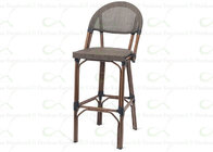 Faux Bamboo Bar Chairs for Outdoor Commercial Restaurant in Brown Textilene