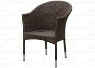 Outdoor Dining Chairs Stackable Chair Wicker Seat and Back in Brown Rattan