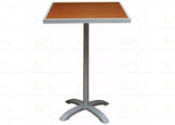 Outdoor Bar Tables Rectangular High Top Table with Straight Legs Aluminum Bases