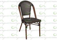 Outdoor Dining Chairs Black Faux Bamboo Textilene Commercial Restaurant Chair