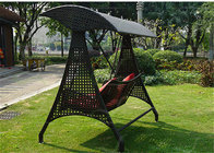Two Person Patio Swing Seat Porch Swing Garden Chair Black Color Rattan