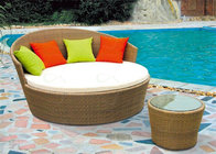 Tan Color Wicker Outdoor Daybeds with Side Table Rattan Daybed Sunbed Seating