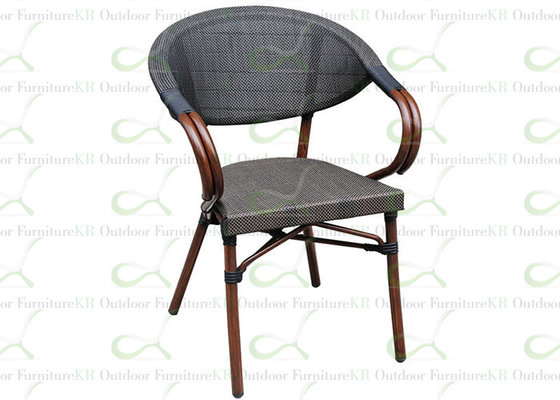 Outdoor Dining Chairs Commercial Synthetic Bamboo Painted Textilene Mesh Chair