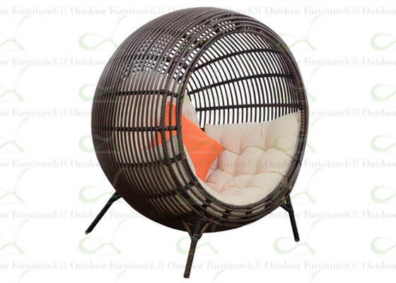 Outdoor Rattan Chairs Round Lounge Chair for Patio Garden with Seat Cushion