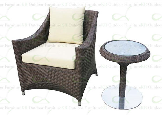 Outdoor Balcony Chairs Classic Rattan Furniture Set Deep Seat wz Table Brown