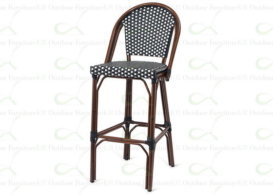 Outdoor Faux Bamboo Bar Chairs Curved-back Aluminum Rattan Chair Bar Height
