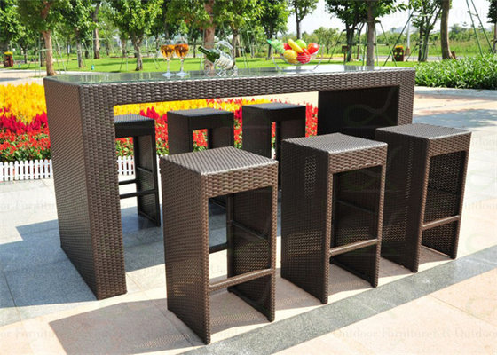 Patio Bar Sets Outdoor PE Rattan/Wicker Bar Furniture Seating Set 7-Piece Bar Set