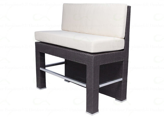 Bar Height Booth Seating Outdoor Wicker Bench with Footrest Commercial Outside