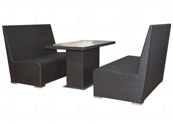 Dining Booth Seating Outdoor Wicker Rattan Bench with Table Commercial Outside