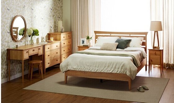 ikea modern double bed pine wood