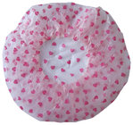 Disposable PE Shower Cap with Heart-Shaped in Pink