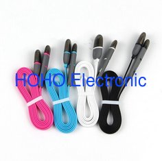 China 1M Flat Noodle Micro USB cable 2 in 1 Data Sync Charger Charging USB Cable  iphone supplier